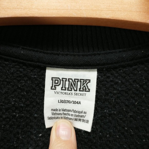 Victoria's Secret PINK Women's 1/2 Zip Fleece Pullover Black Large - Picture 9 of 13
